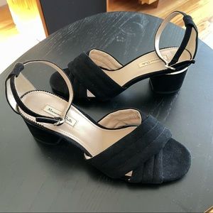 New! Massimo Dutti Black Square Heel Sandals